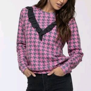 Sol Angeles pink houndstooth sweatshirt S